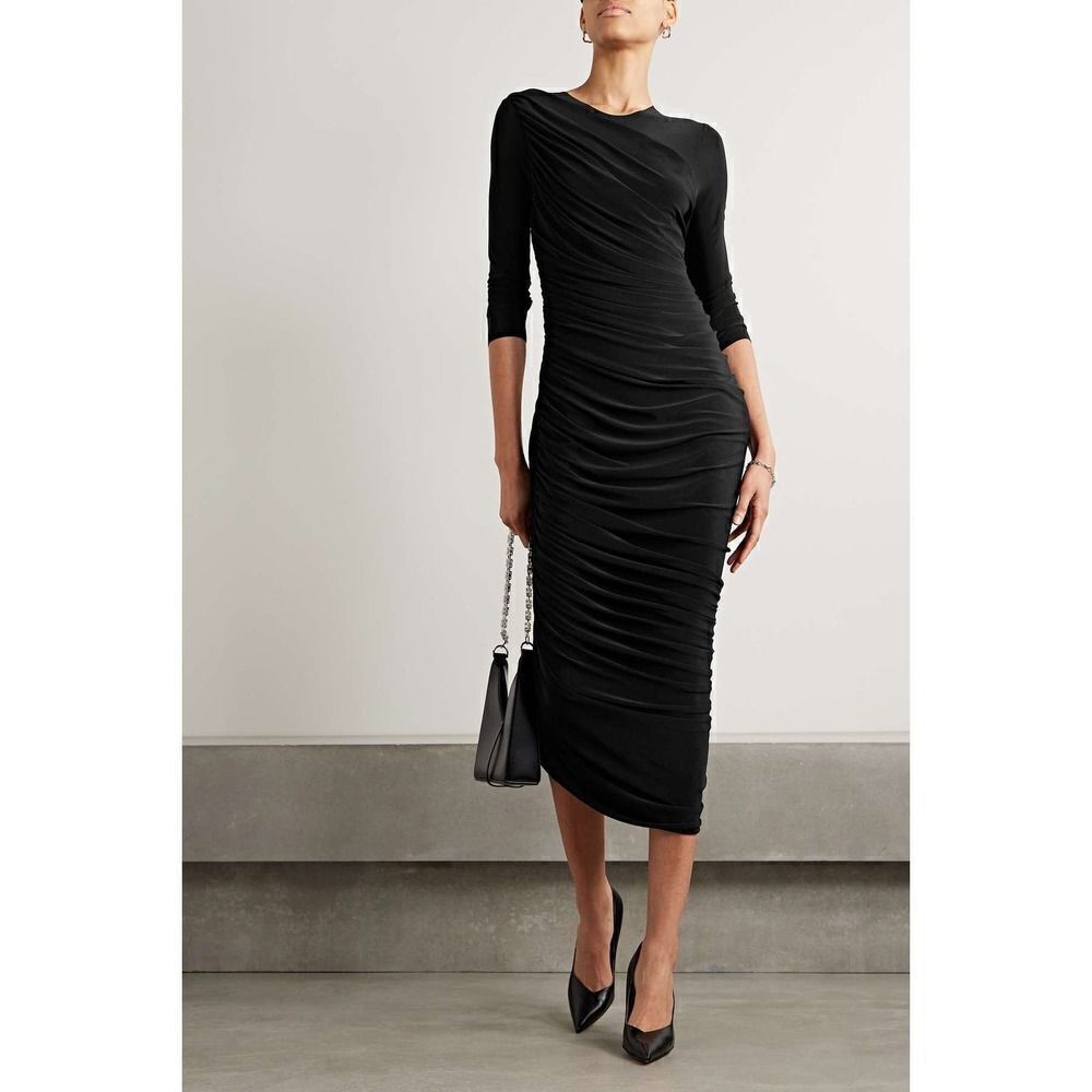 Norma kamali long sleeve diana dress to knee black Small